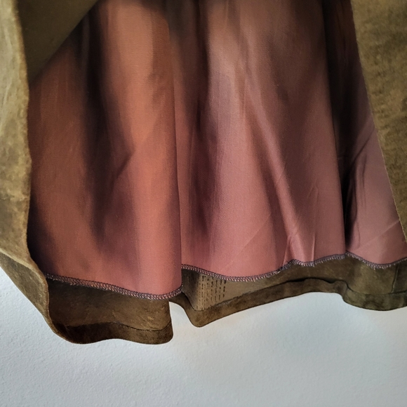 VTG 100% Leather Midi Skirt Fits S/M Gathered Full Two-Tone Solid Brown Western - Picture 11 of 13